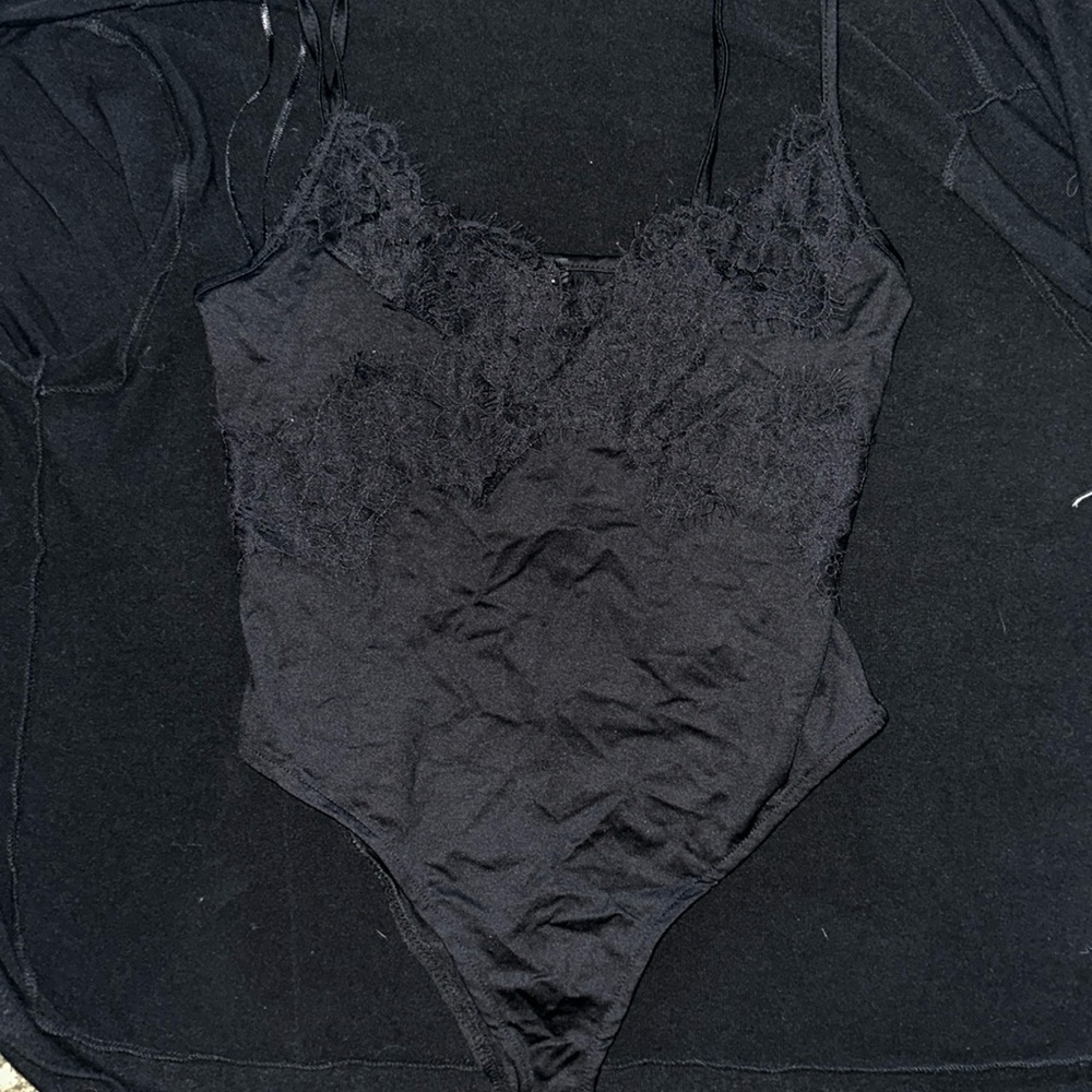 Francesca’s | Black Lace Trim Bodysuit | New with Tags